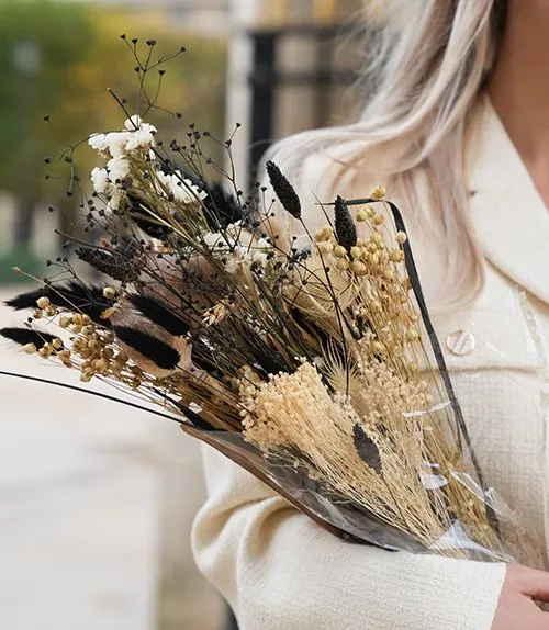 A hand-tied dried bouquet